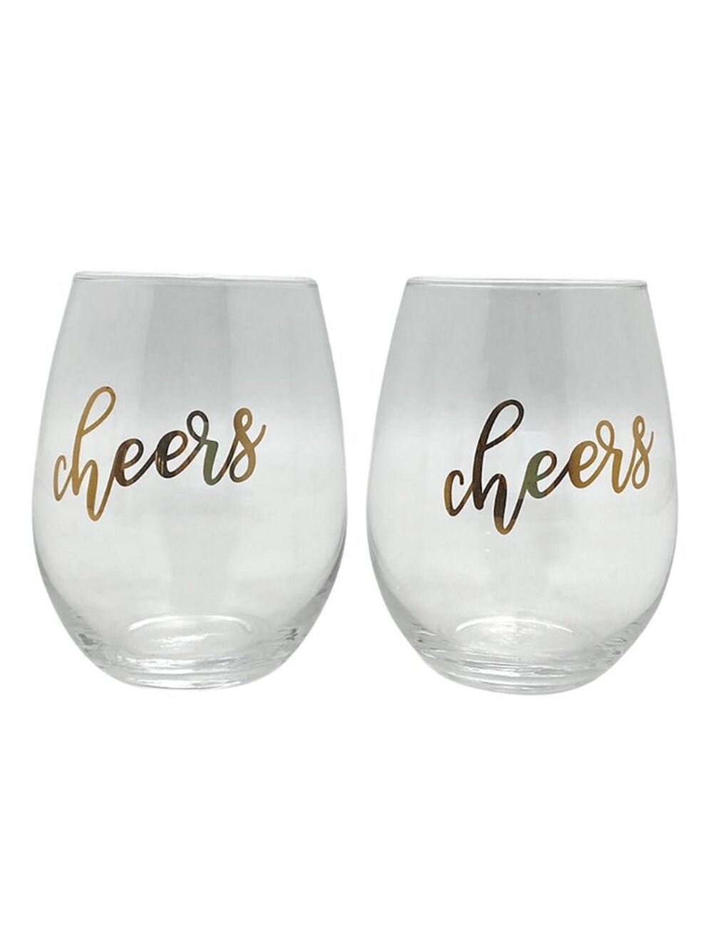 Harman | Stemless Wine Glass Set | 2 Pack | 12oz | Wedding Gift | "Cheers" Logo